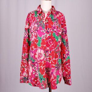 Lilly Pulitzer Pink and Green Floral Blouse